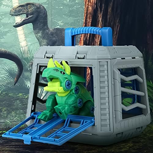 Dreamon Take Apart Dinosaur Toys with Cage Electric Drill, Dinosaur Toys for Boys Girls STEM Construction Building Dinosaur Gift for Kids