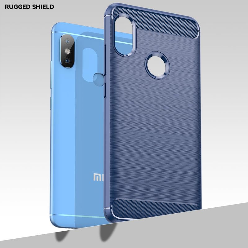 Image of Flexible Back Case Cover for Mi Redmi Note 5 Pro - Blue (Carbon Fibre)