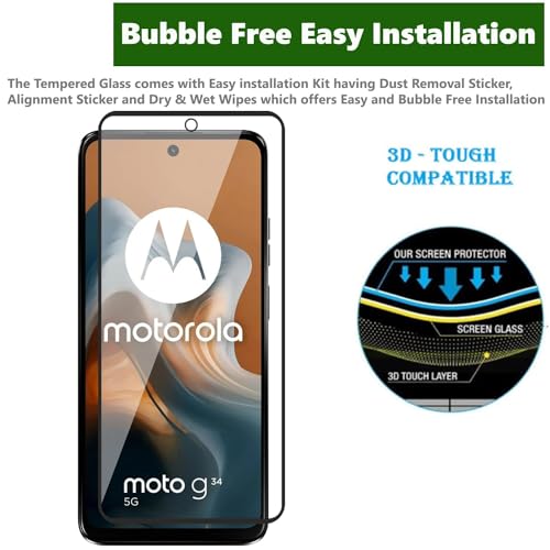 Image of Premium Tempered Glass Screen Protector for Motorola Moto G34 - HD Clarity, 9H Hardness, Bubble-Free