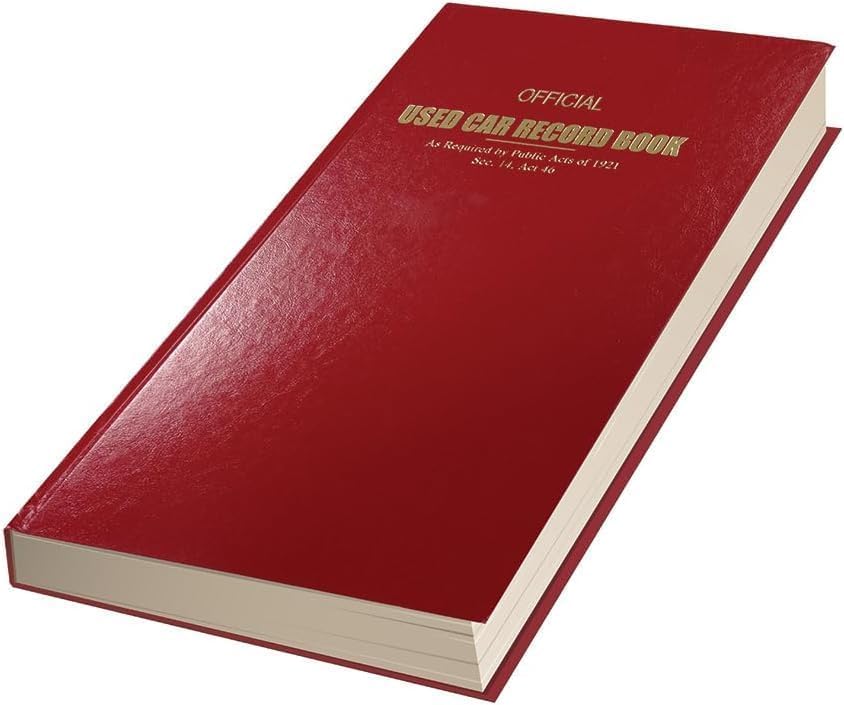 Generic Used Car Record Book (Police Book) - Hardcover Transaction Log for Dealerships - 8-3/4' × 13-1/2' Black Ink Book with 256 Pages, 3 Forms Per Page (Total of 768 Vehicle Records) - Pack of 1