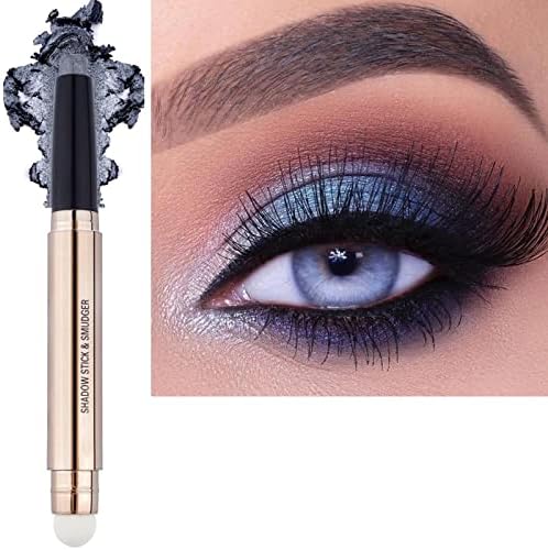 SAUBZEAN Eyeshadow Stick Makeup with Soft Smudger，Natural Matte Cream Crayon，Waterproof Hypoallergenic Long Lasting Eye Shadow，Silver Gray Shimmer #10