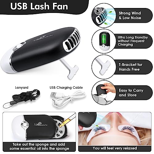 ROADPLUM-Professional-Lash-Extension-Kit-Lash-Cleaning-Kit-with-Fan-Dryer-D-Curl-Eyelash-Extension-Glue-Remover-Tweezers-Eye-Patches-Lash-Tech-Practice-Lash-Extension-Supplies-for-Beginners