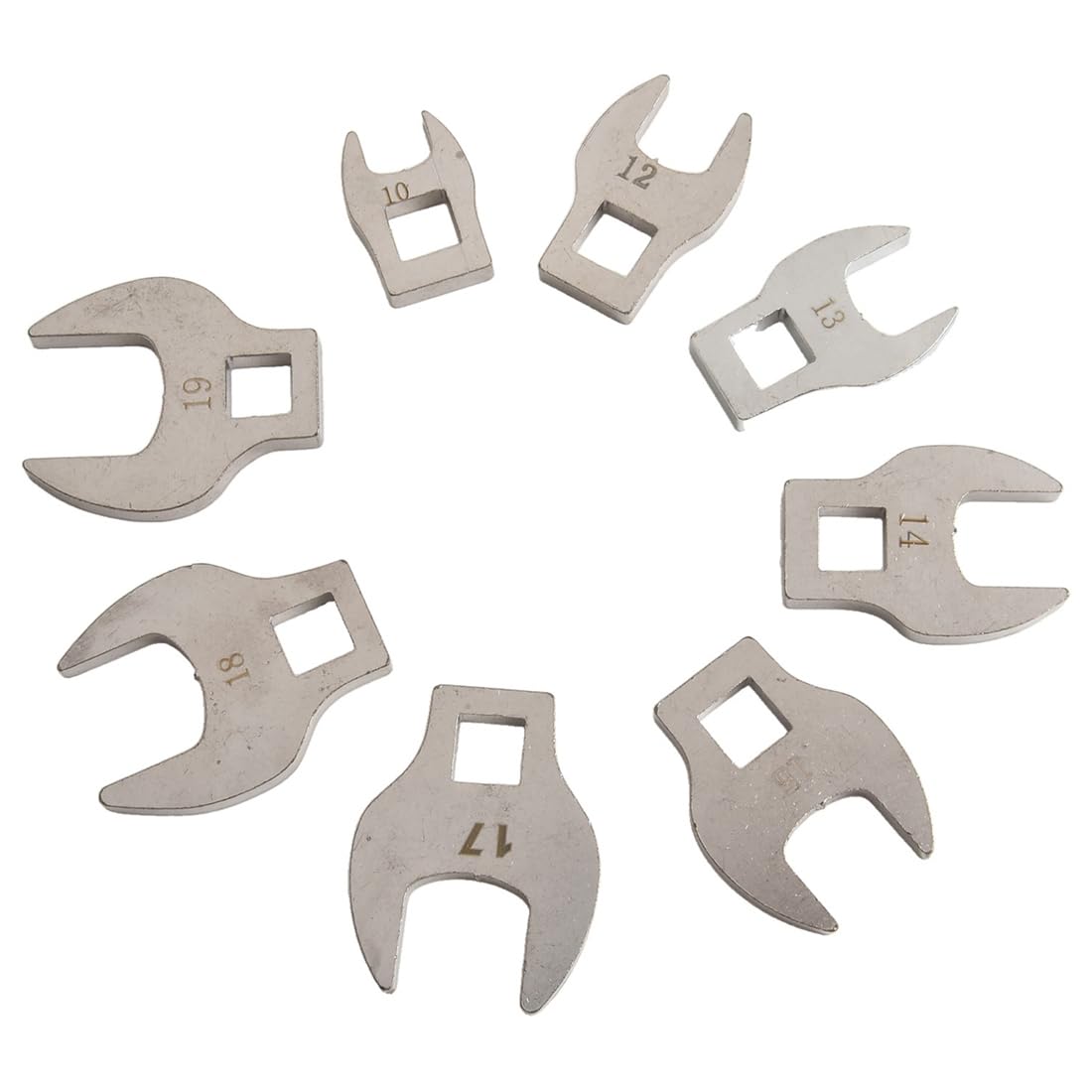 Jnchdghwa As Shown 8Pcs 3/8In Drive Crowfoot Wrench 10 To 19Mm Metric Crow Foot For Ratchet Torque Wrench Tool
