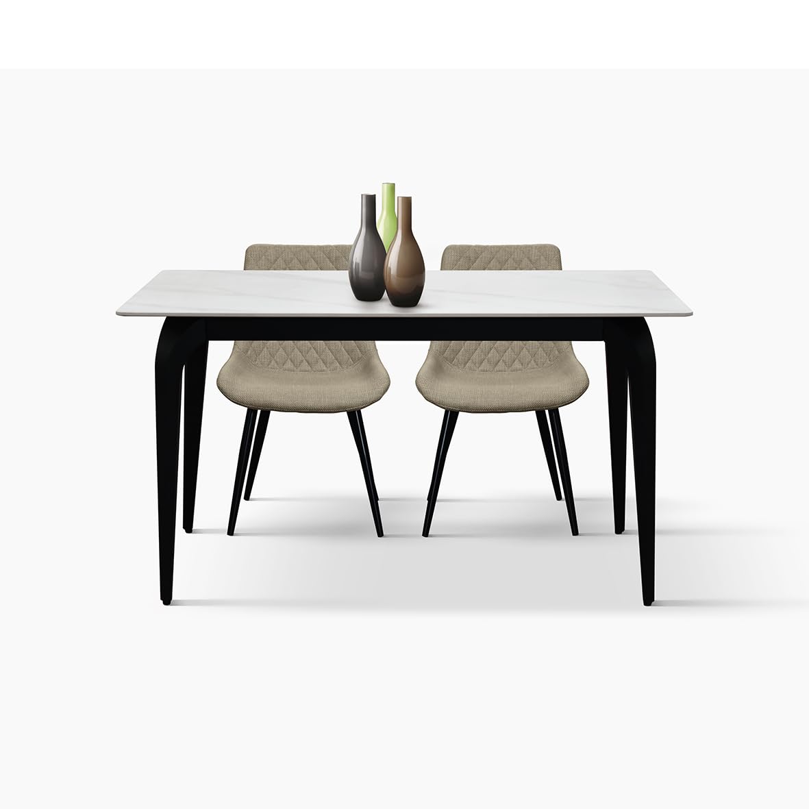 PAZZO DESIGN Tavolo Fisso Evelin, Piano Ceramica Bianco, Gambe in Metallo Nere, Cucina, Salotto, Ceramica, 140 x 80 x h76 cm - id_2299