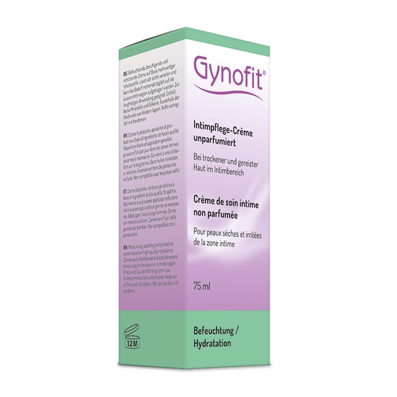 Gynofit Intimpflege‑Crème 75 ml – sanfte, unparfümierte Pflege mit Milchsäure, Moringa‑, Shea‑ & Jojobaöl – dermatologisch getestet, vegan – gegen Trockenheit & Irritationen im Intimbereich