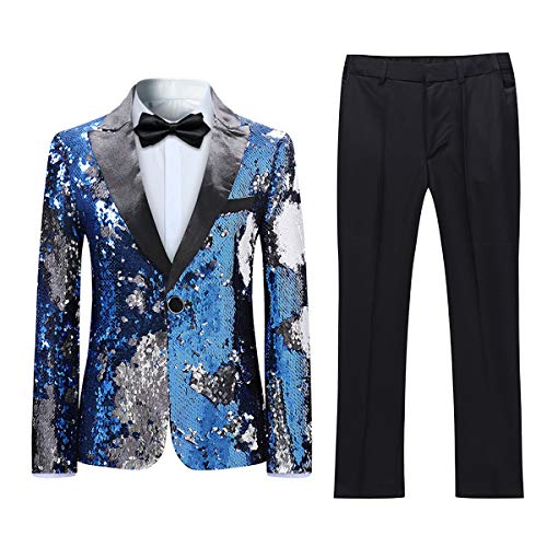 Image of Boys Jacquard Suits Slim Fit Tuxedo Suit Notch Lapel 2 Pieces Suit Set Jacket Pants for Party Formal Wear