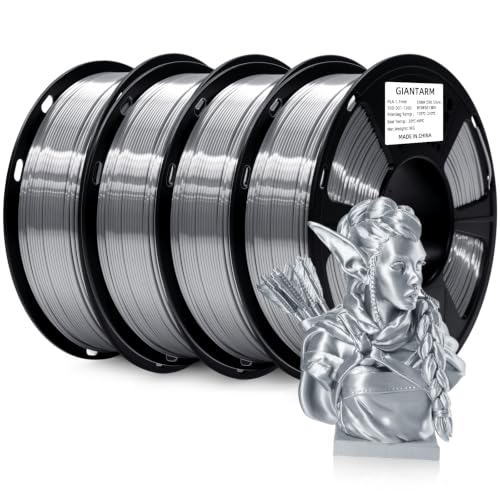 Image of GIANTARM Silk 3D Printer Filament 1.75mm Metallic Silver PLA 4kg