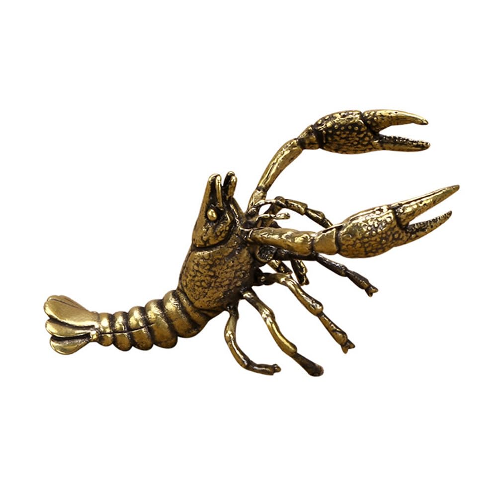 Toddmomy Brass Lobster Figurine Feng Shui Statue Wealth Good Luck Sculpture Archaize Artware Chinese Tea Pet Nautical Beach Decor for Home
