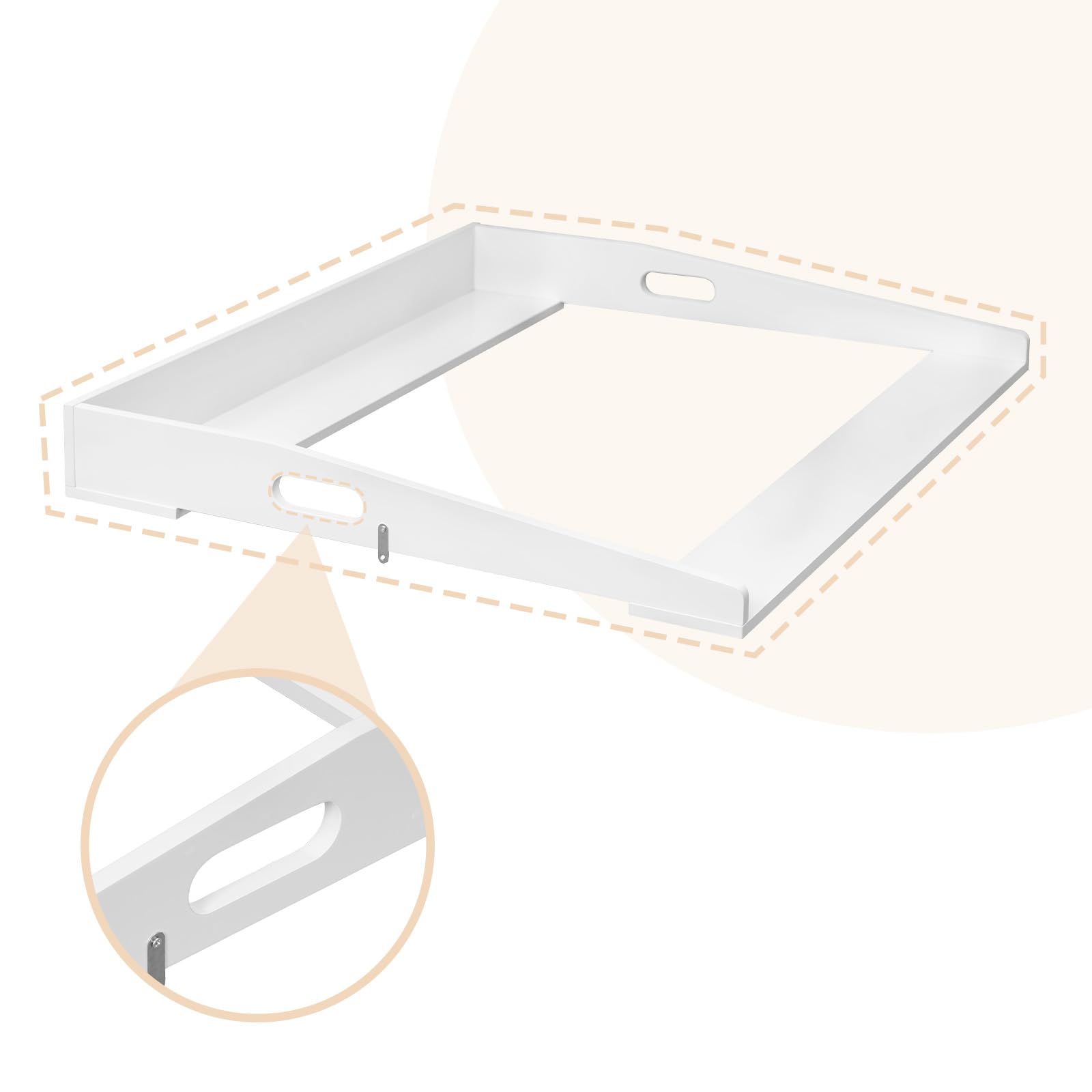 WOLTU Plan à langer en MDF pour commode 80x75x10 cm, plateau amovible pour table à langer, Blanc