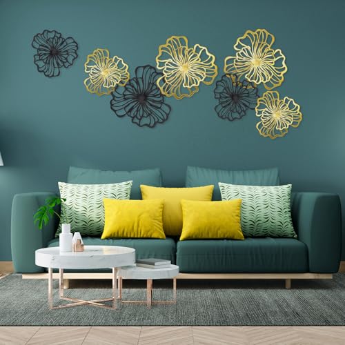 7 Piece Metal Wall Decor for Living Room, Boho Double