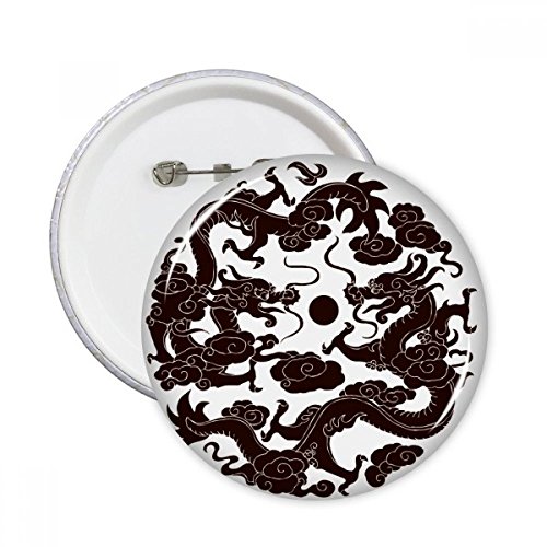 Badge dragon chinois en perles de lot de 5 broches rondes multicolores pour personnaliser un vêtement
