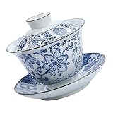 Gaiwan Tradicional Chino, Gaiwan de cerámica esmaltada al Horno, 1 Juego de Tazas de té de Porcelana, Tazas de té de degustación, Tazas de té de Kung fu, China Tradicional (Blancas