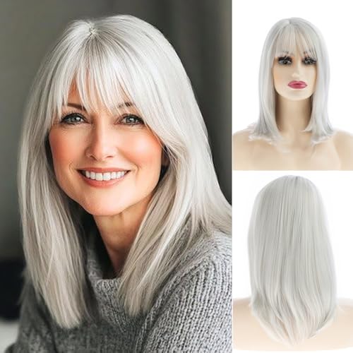 Perruque longue argentée pour femme idéale pour vos soirées et looks du quotidien