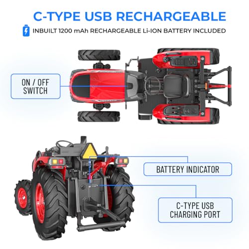 Image of Mahindra OJA RC Tractor Toy for Kids | Remote Controlled Truck | Type-C USB Rechargeable | Originally Licensed Model Vehicle | Gift for Boys & Girls 3+ Years