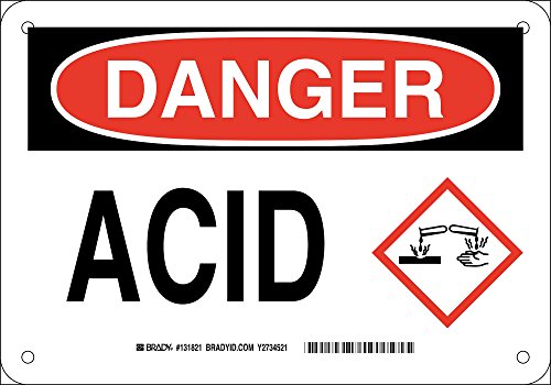 Panneau de danger Acid Brady en plastique 17,8 x 25,4 cm