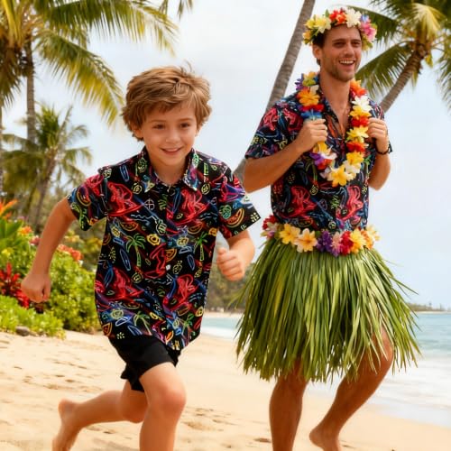 Image of uideazone Boys Novelty Print Short Sleeve Button Down Hawaiian Shirt 5-14Y