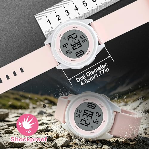 Image of Juboos Digital Watch Men Women 50M Waterproof Sports Military | Large Face Wirstwatch with Stopwatch, Alarm, LED Backlight, 12 /24H, Date, Week, Hourly Chime