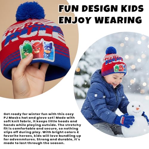 Image of PJ Masks Winter Hat and 2 Pair of Gloves or Mittens Set (Age 2-7)