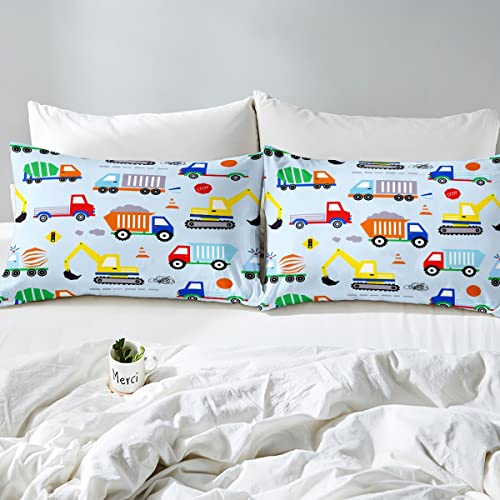 Cartoon Construction Bedding Set Equipment Trucks Comforter Cover Set for Kids Teens Car Excavator Tractor Duvet Cover Construction Vehicles Bedspread Cover Room Decor King Size - Image 4