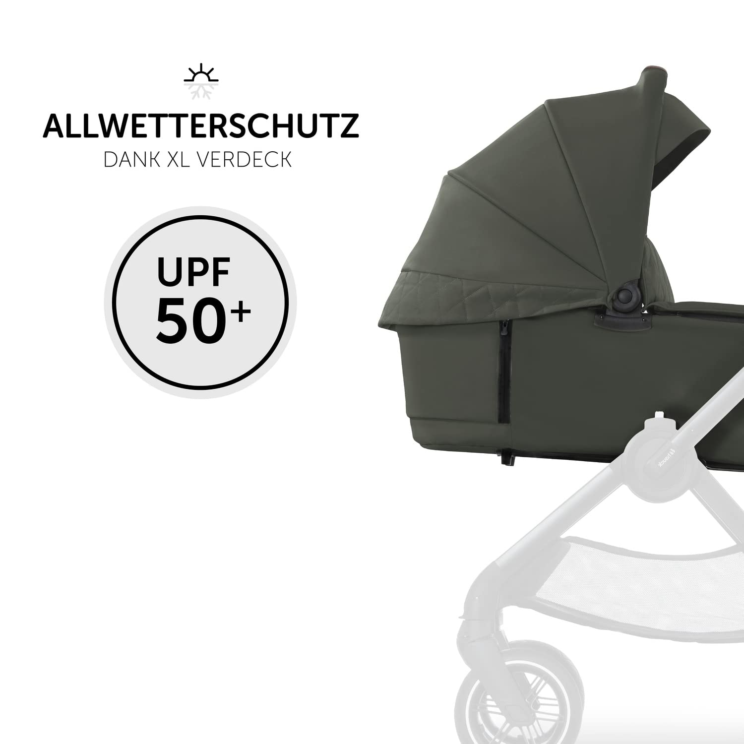 Hauck Babywanne UPF 50+ XXL Panoramafenster Walk N Care Kinderwagen Neugeborene 9 kg Dark Olive