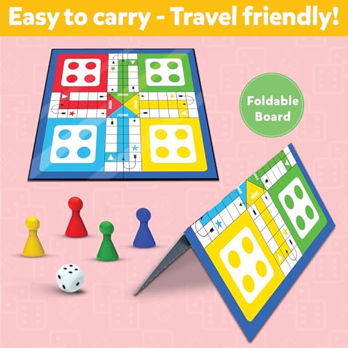 Image of Junior Ludo and Snakes & Ladders Board Game (Pack of 10) | 11 inchx11 inch Foldable Game Board with Dice | Birthday Return Gifts for Kids Ages 5 6 7 8 9 10 | 2 in 1 Gift Set