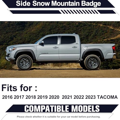 Image of Snow Mountain Tree Emblem Fit for Toyota Tacoma 2016-2024,Mountains Graphic Badge ABS Material Car Exterior Accessories. (Matte Black)