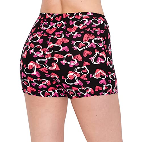 Image of ALWAYS Women Workout Yoga Shorts - Premium Soft Solid Stretch Cheerleader Running Dance Volleyball Short Pants Valentine Heart 4552 L