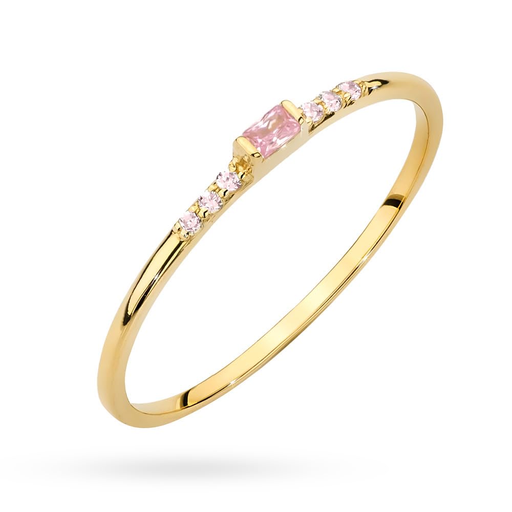 MARKO Echtgold 333 (8 Karat) Damenring – Goldring mit rechteckigem Stein in 6 Farbvarianten | Vielseitiger Vorsteckring, Verlobungsring | Echt Gold Ring für Freundin