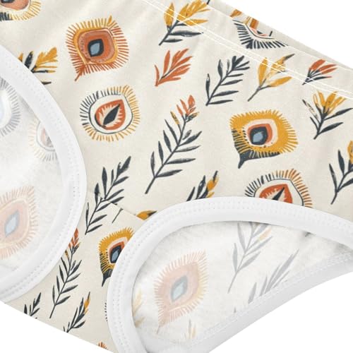 ZZKKO Bohemian Leaves Pattern Girls Underwear Toddler Panties for Girls Comfort Brief Size 2-8T3