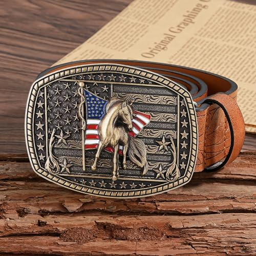 Image of Cowboy Belt Buckle for Men Western Cowgirl Rodeo Longhorn Bull Belt Buckles
