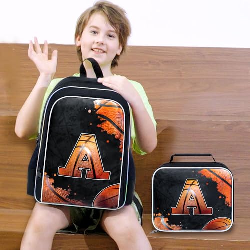Image of AGSDON 3PCS Basketball Backpack for Boys, 17 inch Kids Bookbag Water Resistant and Lightweight with Lunch Box for Teen