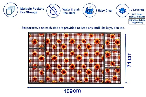 Image of Stylista Refridgerator top Cover Suitable for Samsung RR21C2F24UZ /HL, 189 Liter Fridge, Dimension (WXD) 71x109 CM, Gingham Floral Pattern Coffee