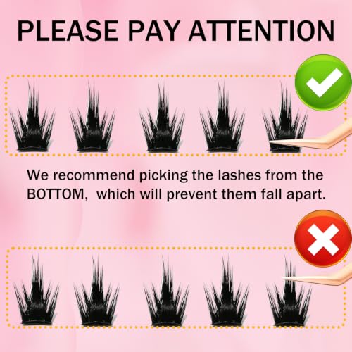 Image of Lash Clusters Kit Spikes Manga Eyelash Clusters Fairy Anime Bottom Individual Lashes with Lash Bond and Seal Remover Tweezers Brush (Kit Spiky /Bottom,0.07D-10-16mm)