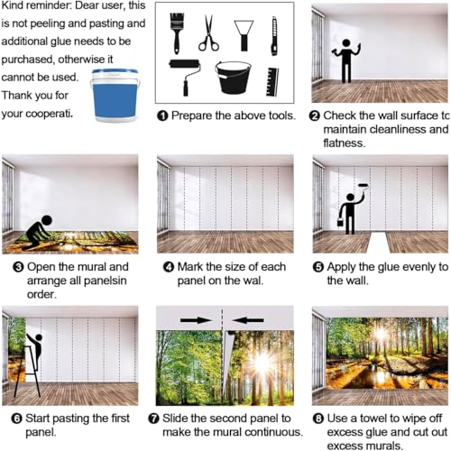 Papier peint intissé forêt 3D pour masquer un mur abîmé - 8