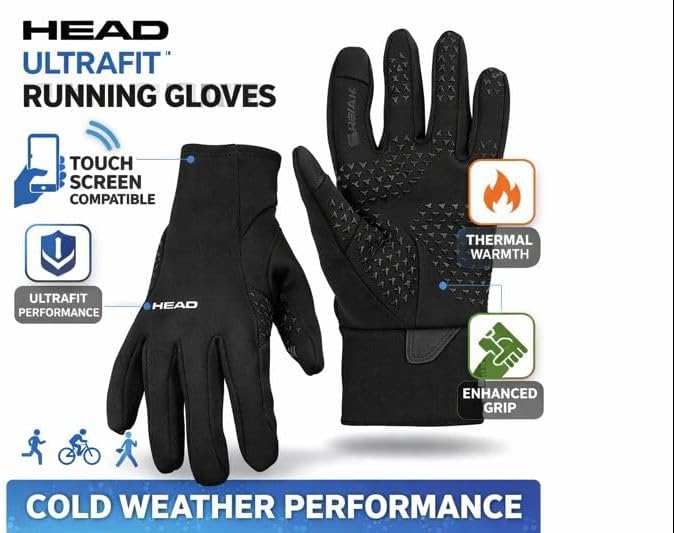 HEAD Men's Ultrafit Multi-Sport Running Gloves, High Grip Silicone, Touchscreen Compatible - Image 4