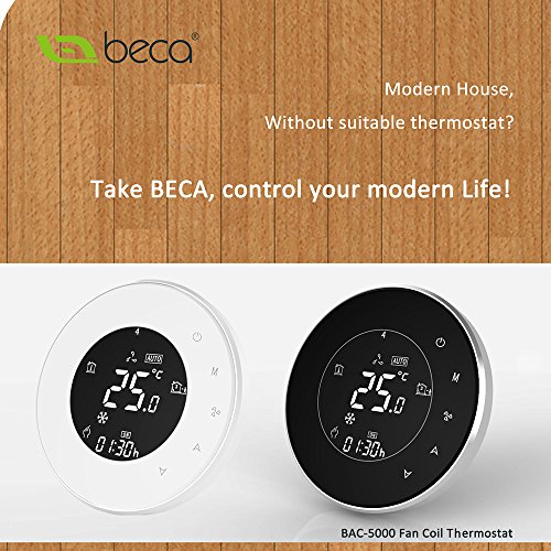 Image of Decdeal BECA Programmable Round Fan Coil Thermostat 95~240VAC Four Pipe Heating /Cooling Touch Screen 5+2 Weekly Data Memory Air Conditioner with LCD Digital Display