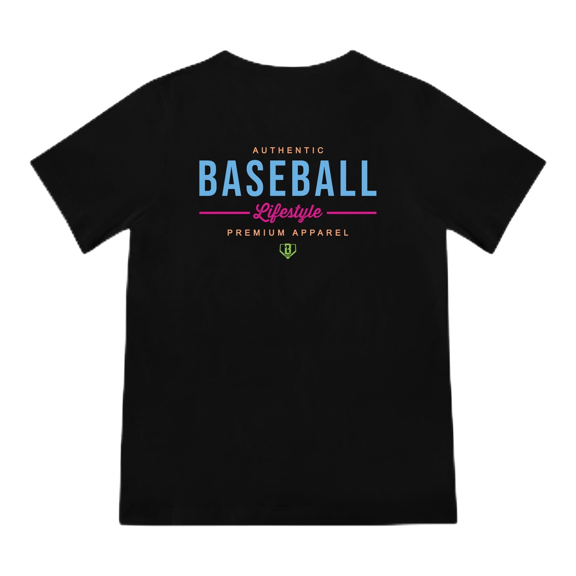 BL101 Youth Authentic Baseball Graphic Tee for Boys - BL Black/Neon, YL