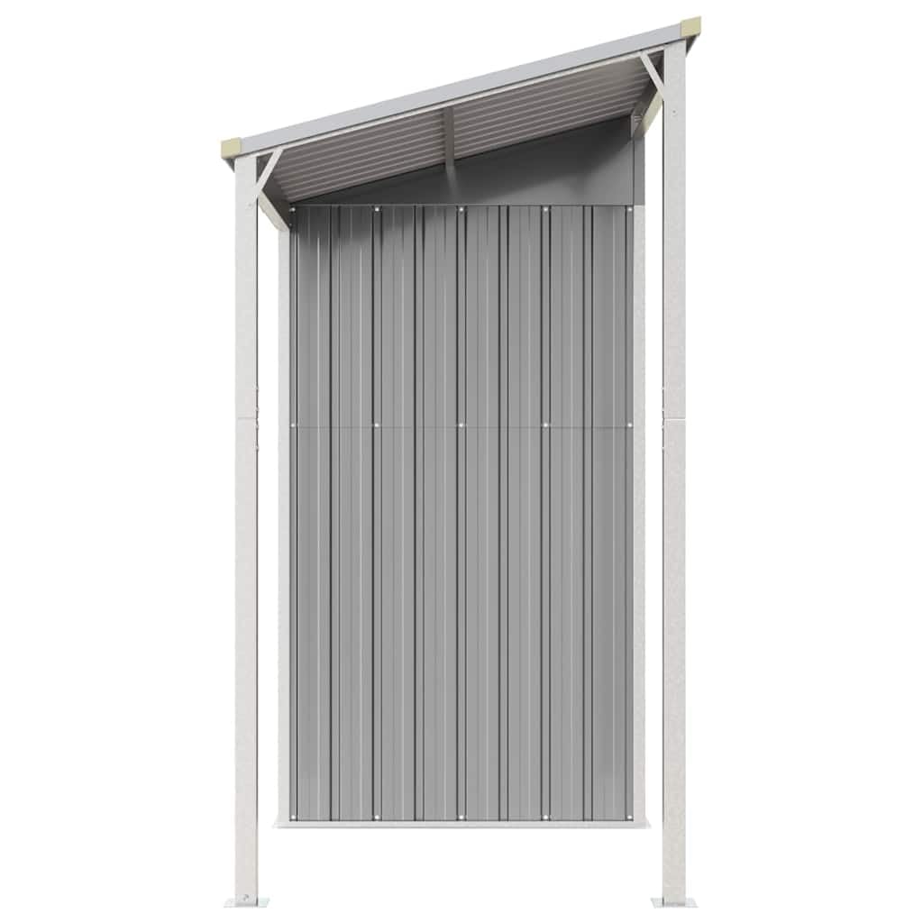 HUAKEHOM Gartenhaus mit Schleppdach Schrägdach Gerätehaus für Gartengeräte Werkzeuge Garten Metall Schuppen Hellgrau 277x107x181 cm Stahl
