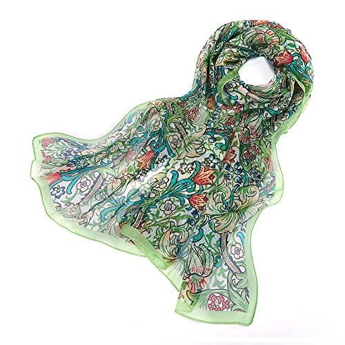 Signare Women's 100% Silk Art Scarf Lightweight and soft Scarf/Headwear in William Morris Golden Lily (SC-SILK-WM-GLILY)