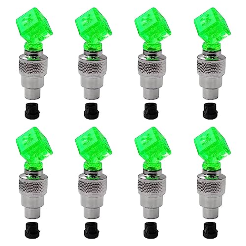 8 Pack Valve Stem LED Cap for Bike Bicycle Car Motorcycle Wheel Tire Light Lamp (Dice, Green)