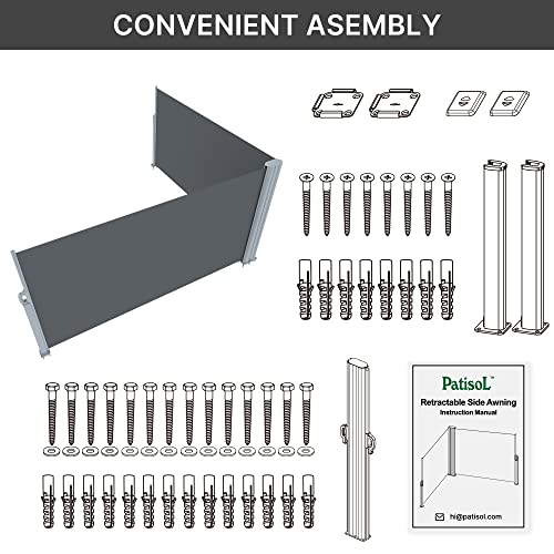 Patisol RETRACTABLE SIDE AWNING 276 Inchx71 Inch Retractable Double Side Awning Full Aluminum Patio Outdoor Folding Privacy Screen Divider thumb #7