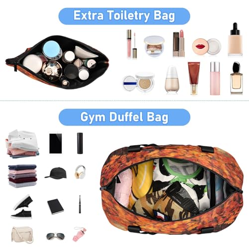Maple Tree Thanksgiving Pumpkins Gym Bag for Women Sport Travel Duffel Bag Shoulder Weekender Overnight Bags with Wet Pocket & Shoe Compartment4