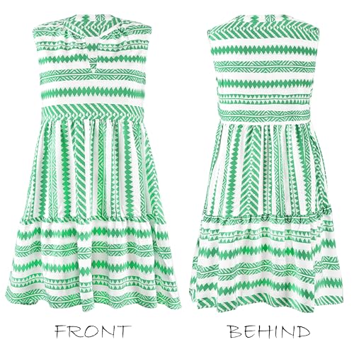 Image of CUPSHE Women's Ruffle Beach Mini Dress Split V Neck A Line Sleeveless Geometric Stripe Tropical Leaf Pattern Summer Dresses