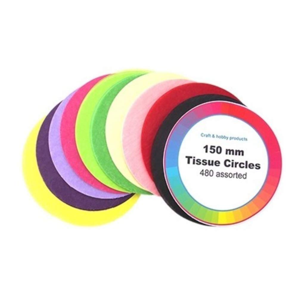 Crafty Capers Multicolor 480 Assorted Colours Tissue Paper Circles For Kids Crafts - 150Mm