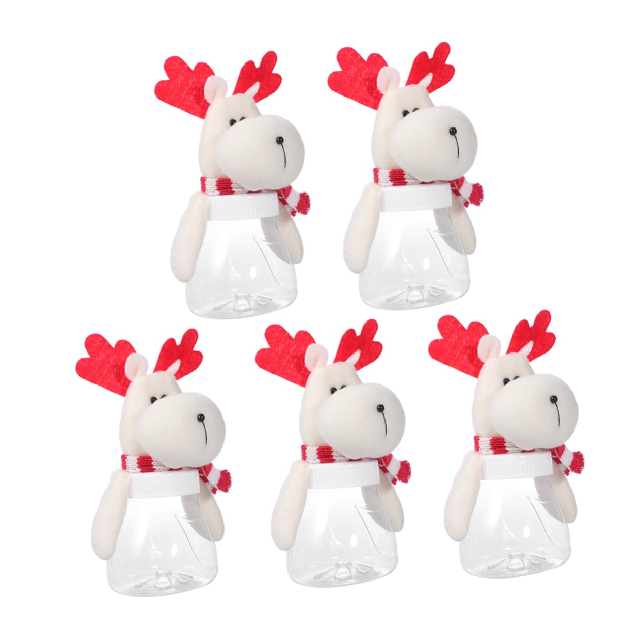 5pcs Christmas Candy Jars Decorative Containers Cartoon Elk Snowman Design for Storing Treats for Home Decor and Holiday Celebrations