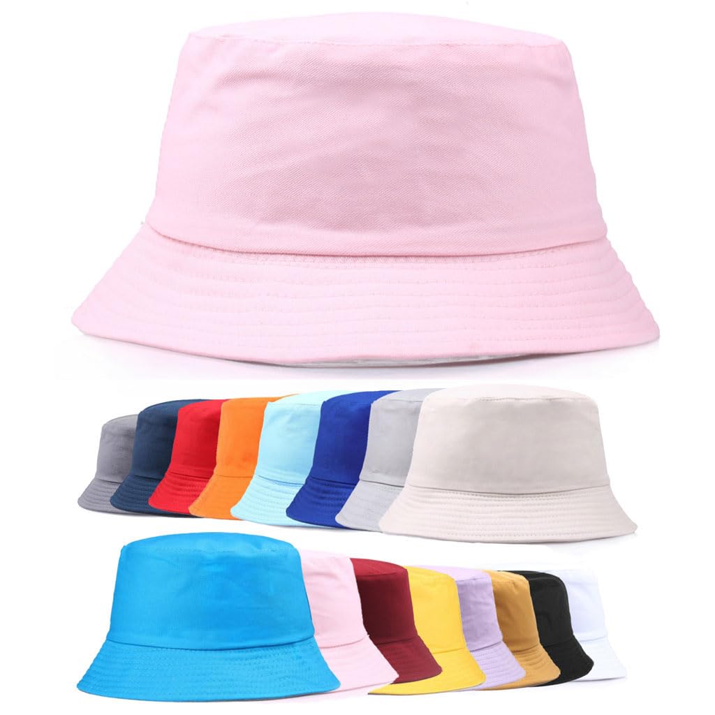 Van Der Linn Adults Cotton Bucket Hat Fishing Fisher Beach Festival Sun Creative (Pink)
