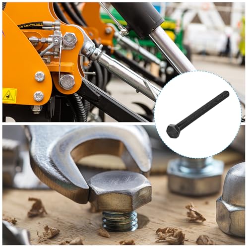 Image of METALLIXITY Hex Bolts (M10-1.5x120mm) 3Pcs, Carbon Steel Fully Threaded Black Oxide, Coarse Thread UNC Hex Head Screw Bolt - for Furniture Repair