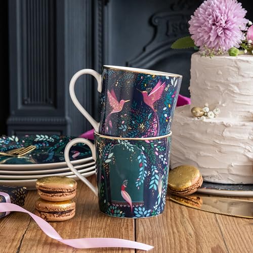 Sara Miller London Taza India Colibrí 12oz China Fina miniatura 6