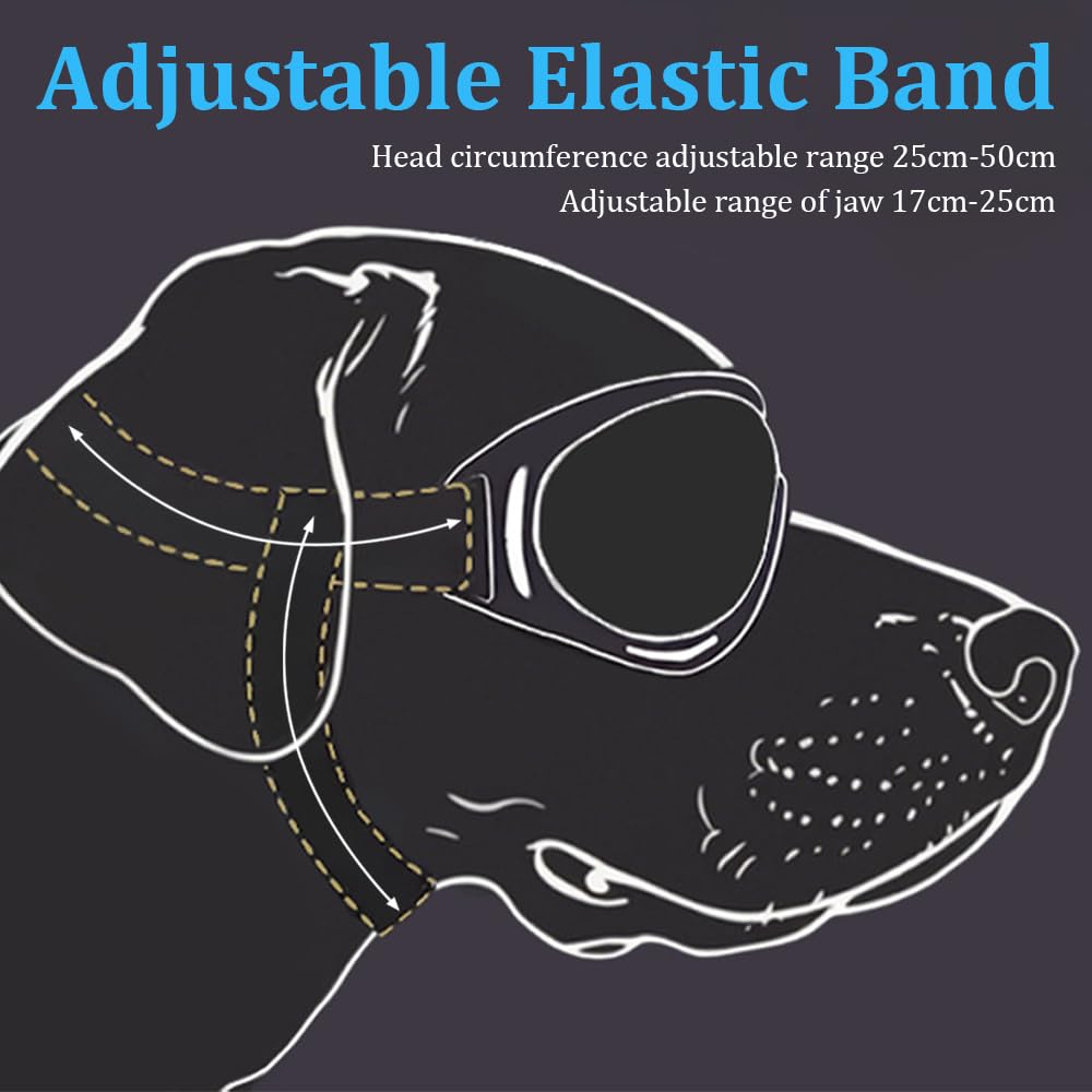 JOAASU 3 Pieces Dog Goggles, Dog Sunglasses with Elastic Strap, Pet Goggles, Waterproof & UV Protection Sunglasses - Image 4