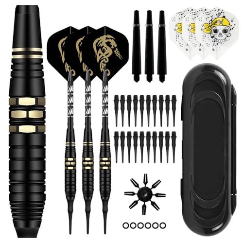 LYCXAMES Dartpfeile mit Kunststoffspitze für Elektronische Dartscheibe, 3 Stück Soft Darts Pfeile Set, 18 Gramm Profi Softdarts Dartpfeil mit 20 Kunststoff Dartspitzen und Anti-Lose Gummiringe LYCXAMES Dartpfeile mit Kunststoffspitze für Elektronische Dartscheibe, 3 Stück Soft Darts Pfeile Set, 18 Gramm Profi Softdarts Dartpfeil mit 20 Kunststoff Dartspitzen und Anti-Lose Gummiringe